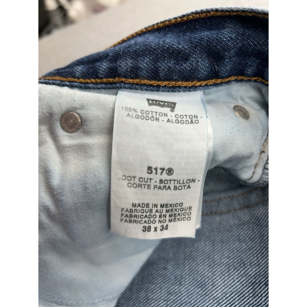 Levi's 517 Jeans Men's 38x32 Bootcut Dark Wash 100% Cotton Denim Pants - Picture 12 of 16